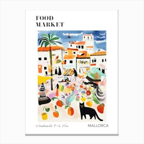 The Food Market In Mallorca 3 Illustration Poster Canvas Print