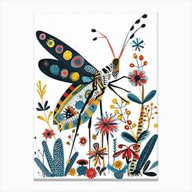 Colourful Insect Illustration Grasshopper 5 Canvas Print