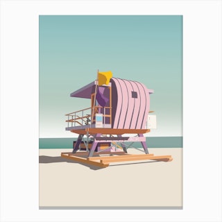 Miami Beach Pink Lifeguard Tower Canvas Print