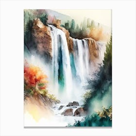 Düden Falls, Turkey Water Colour  (1) Canvas Print