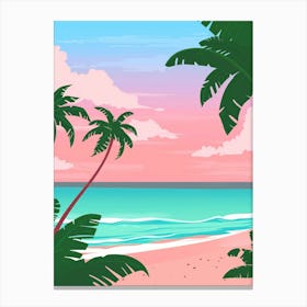 Beach Landscape With Palm Trees Canvas Print