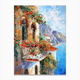 Balcony View Painting In Amalfi 3 Canvas Print