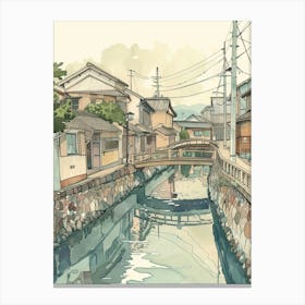 Otaru Japan 1 Retro Illustration Canvas Print