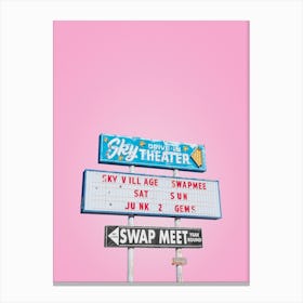 Vintage Sky Drive In Theater Swap Meet Sign In Yucca Valley Canvas Print