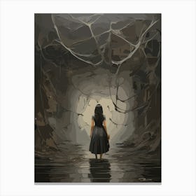 Girl In A Tunnel Canvas Print