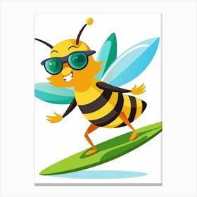 Bee On Surfboard 1 Canvas Print