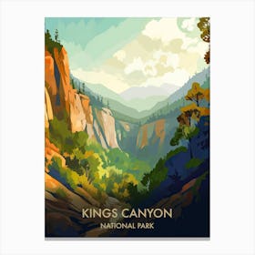 Kings Canyon National Park Travel Poster Illustration Style 2 Canvas Print