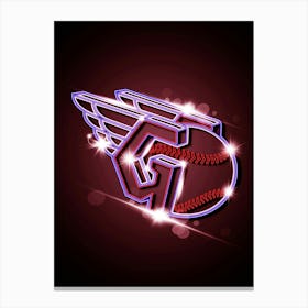 Neon Baseball Logo With Wings Canvas Print