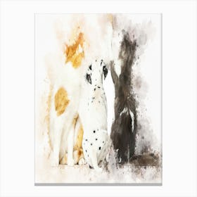 Cats And Dalmatian Puppy Canvas Print