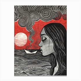 Girl And A Boat Canvas Print