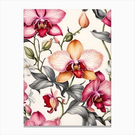 Seamless Pattern With Orchids Canvas Print