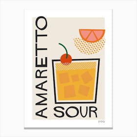 Amaretto Sour Retro Cocktail  Neutral Canvas Print