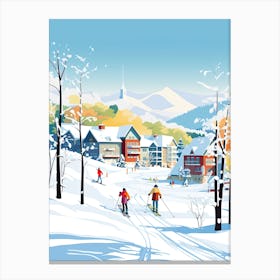 Stowe Mountain Resort   Vermont Usa, Ski Resort Illustration 1 Canvas Print