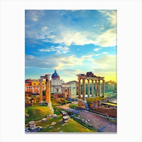 Roman Forum At Sunrise, Rome, Italy Canvas Print