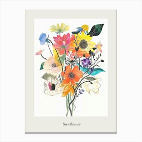 Sunflower 2 Collage Flower Bouquet Poster Canvas Print