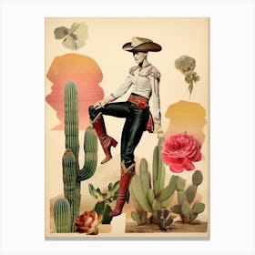 Collage Of Cowgirl Cactus 4 Canvas Print
