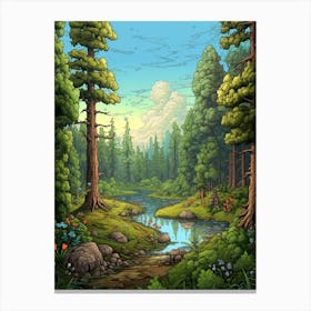Forest Landscape Pixel Art 4 Canvas Print