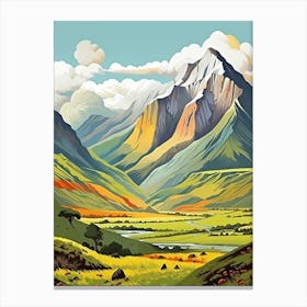 Rainbow Mountain Peru 2 Vintage Travel Illustration Canvas Print