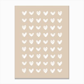 Scribble Hearts - Beige Canvas Print