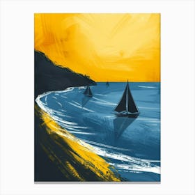 Sailboats At Sunset 25 Canvas Print