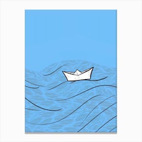 Paper Boat In The Ocean Canvas Print