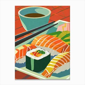 Sushi And Chopsticks Canvas Print