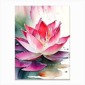 Red Lotus Watercolour 1 Canvas Print