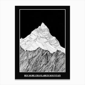 Ben More Crianlarich Mountain Line Drawing 2 Poster Canvas Print