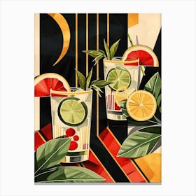 Art Deco Cocktail With Fruit Slices Canvas Print