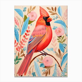 Pink Scandi Northern Cardinal 2 Canvas Print