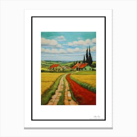 Green plains, distant hills, country houses,renewal and hope,life,spring acrylic colors.44 Canvas Print