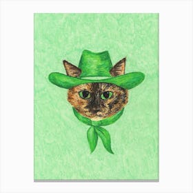 Tilly The Cowgirl Tortie Cat Canvas Print