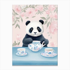 Animals Having Tea   Panda Bear 0 Canvas Print