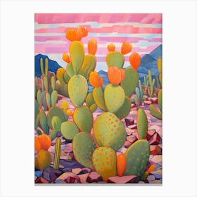 Cactus In The Desert Painting Opuntia Fragilis Canvas Print