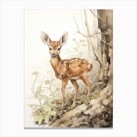 Storybook Animal Watercolour Deer 1 Canvas Print