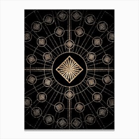 Geometric Glyph Radial Array in Glitter Gold on Black n.0009 Canvas Print