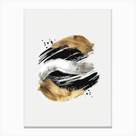 Gold And Black Brush Strokes 12 Canvas Print