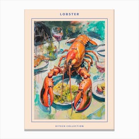 Kitsch Lobster Banquet Painting 2 Poster Canvas Print