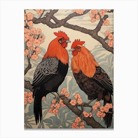 Art Nouveau Birds Poster Rooster 2 Canvas Print
