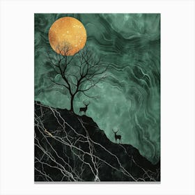 Deer In The Moonlight 4 Canvas Print