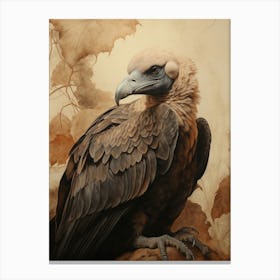 Dark And Moody Botanical Vulture 3 Canvas Print