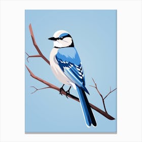 Minimalist Blue Jay 3 Illustration Canvas Print