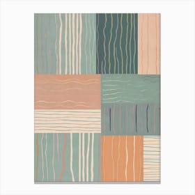 Abstract Pastel Squares and Lines Pattern Canvas Print