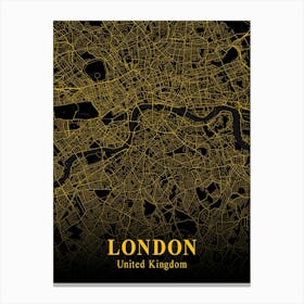 London Gold City Map 1 Canvas Print