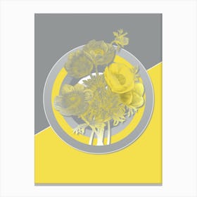 Vintage Anemone Simplex Botanical Geometric Art in Yellow and Gray n.411 Canvas Print