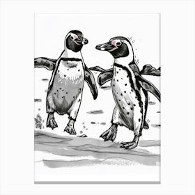 African Penguin Chasing Each Other 4 Canvas Print