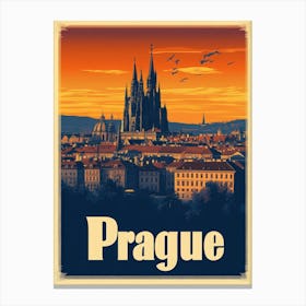 Aihrgdesign A Retro Travel Poster For Prague Canvas Print