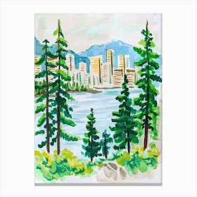 Travel Poster Happy Places Vancouver 3 Canvas Print