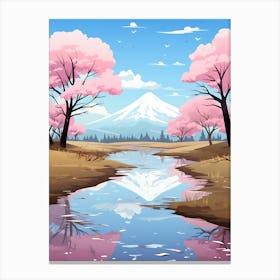 Cherry Blossom Illustration Wall Art Canvas Print