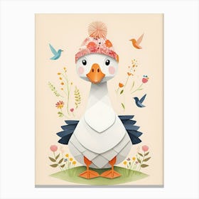 Floral Cute Baby Goose Nursery Illustration (5) Canvas Print